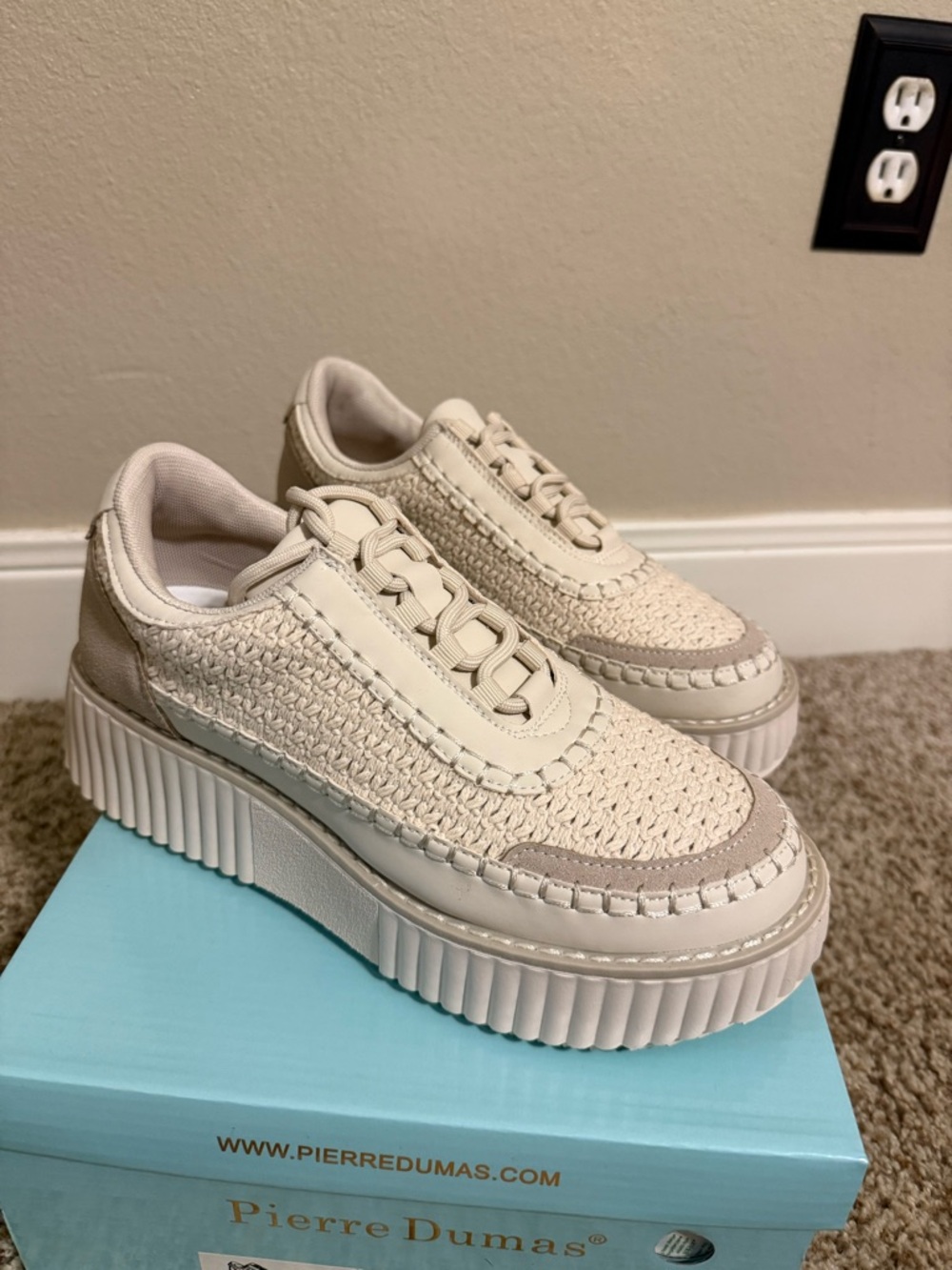 Pierre Dumas Cream Women Platform Sneakers - Picture 2 of 5